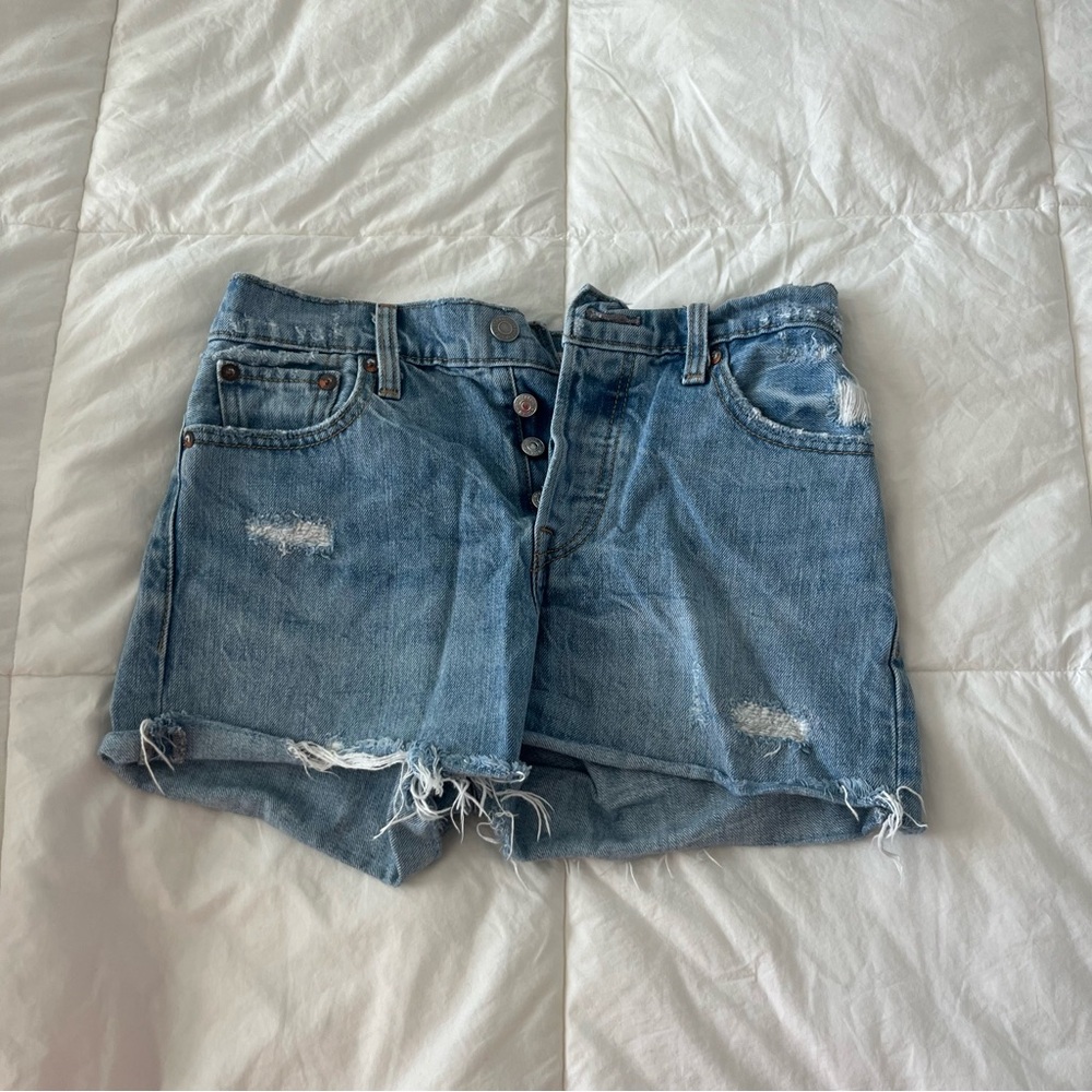 Levi’s Distressed Blue Denim Shorts